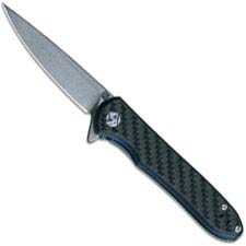 Artisan Shark Knife 1707PS-CF Small Stonewash D2 Drop Point Carbon Fiber Liner Lock Flipper Folder