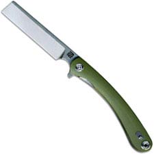 Artisan Orthodox Knife 1817P-GNC Stonewash D2 Razor Style Blade Green G10 Liner Lock Flipper Folder