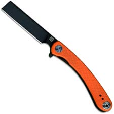 Artisan Orthodox Knife 1817PS-BOEF Small Black D2 Razor Style Blade Orange G10 Liner Lock Flipper Folder