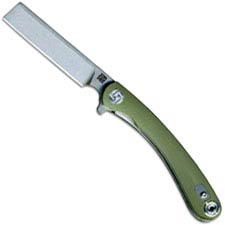 Artisan Orthodox Knife 1817PS-GNC Small Stonewash D2 Razor Style Blade Green G10 Liner Lock Flipper Folder