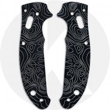 AWT Aluminum Scales for Spyderco Manix 2 Lightweight Knife - Agent Series - Linerless - Black Type III Hard Coat + Topo Engravin