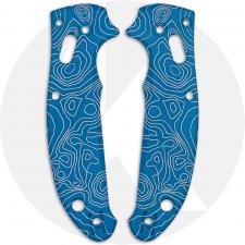 AWT Aluminum Scales for Spyderco Manix 2 Lightweight Knife - Agent Series - Linerless - Coablt Blue Type II Anodized + Topo Engr