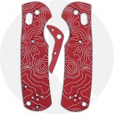 AWT Custom Aluminum Scales for Benchmade Mini Griptilian Knife - Weathered Red Topo Map - USA Made