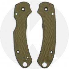 AWT Spyderco Para 3 Custom Aluminum Scales - SKINNY Aggressive Agent - Clip Side Liner Delete - OD Green Anodized