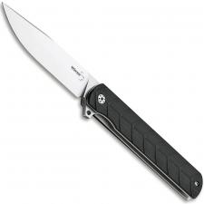 Boker Legion Knife 01BO242 - Stonewash Drop Point - Black G10 - Flipper Folder