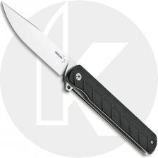 Boker Legion Knife 01BO242 - Stonewash Drop Point - Black G10 - Flipper Folder