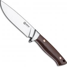 Boker Arbolito Hunter 02BA351G - Satin Drop Point Fixed Blade - Guayacan Ebony - Leather Sheath