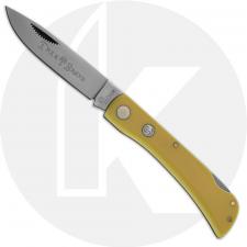 Boker Small Range Buster Knife 110865 - D2 Drop Point - Yellow Delrin - Lock Back Folder