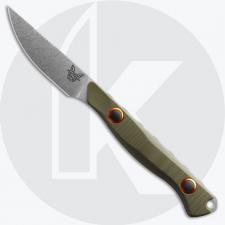 Benchmade Flyway 15700-01 Fixed Blade Knife - CPM-S90V Drop Point Fixed Blade - OD Green G10 - USA Made