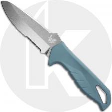 Benchmade Undercurrent 18040S Fixed Blade Knife - Part Serrated Stonewash MagnaCut Sheepsfoot - Depth Blue Santoprene - Sonar Gr