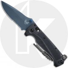 Benchmade Adira 18060SBT-01 Knife - Part Serrated Blue MagnaCut Drop Point - Tempest Gray Grivory - USA Made