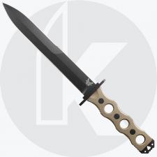 Benchmade SOCP 185BK-1 Fixed Blade Knife - Cobalt Black Cerakote CPM-3V Dagger - Tan Peel Ply G10 - USA Made