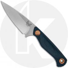 Benchmade Dacian 203-04 Fixed Blade Knife - Satin CPM-MagnaCut Spear Point - Blue Denim Micarta - Leather Sheath
