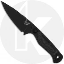 Benchmade Dacian 203BK-02 Fixed Blade Knife - Black Cerakote CPM-MagnaCut Spear Point - Black Canvas Micarta - Leather Sheath