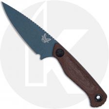 Benchmade Dacian 203BT-03 Fixed Blade Knife - Blue Cerakote CPM-MagnaCut Spear Point - Brown Canvas Micarta - Leather Sheath