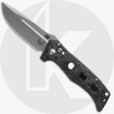 Benchmade Mini Adamas 273-03 Knife - Shane Sibert - CruWear Drop Point - FDE Liners - Shredded Carbon Fiber - USA Made