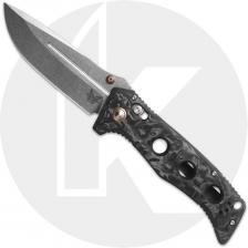 Benchmade Adamas 275-05 Knife - Stonewash CPM MagnaCut Drop Point - Marbled Carbon Fiber - AXIS Lock Folder - USA Made