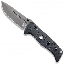 Benchmade Adamas 275GY-1 Knife - Shane Sibert - Tungsten Grey CruWear Drop Point - Black G10 - AXIS Lock Folder - USA Made