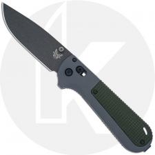 Benchmade Redoubt 430BK - Plain Edge - Black D2 Drop Point - Overlander Gray Grivory and Forest Green - AXIS Lock Folder - USA M