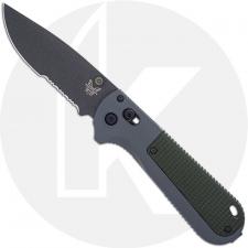 Benchmade Redoubt 430SBK - Part Serrated - Black D2 Drop Point - Overlander Gray Grivory and Forest Green - AXIS Lock Folder - U