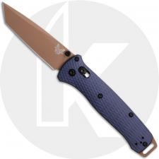 Benchmade Bailout 537FE-02 Knife - FDE Cerakote CPM-M4 Tanto - Crater Blue Anodized Aluminum - USA Made