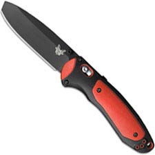 Benchmade Boost 591BK Knife - Black 3V Pry Tip - AXIS Assist - Red and Black Dual Durometer Handle - USA Made