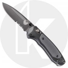 Benchmade 595SBK Mini Boost Part Serrated Black Drop Point AXIS Assist Folder Dual Durometer Handle