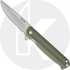 Buck Langford Knife 0251GRS - Value Priced EDC - Satin Drop Point - Green G10 - Liner Lock - Flipper Folder