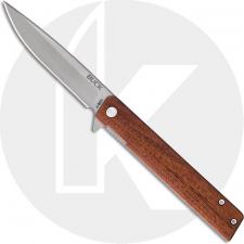Buck Decatur Knife 0256BRS - Value Priced EDC - Satin Drop Point - Wood Handle - Liner Lock - Flipper Folder