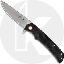 Buck Haxby Knife 0259CFS - Value Priced EDC - Satin Drop Point - Black Carbon Fiber - Liner Lock - Flipper Folder