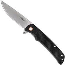 Buck Haxby Knife 0259CFS - Value Priced EDC - Satin Drop Point - Black Carbon Fiber - Liner Lock - Flipper Folder
