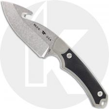 Buck Alpha Hunter Guthook Select 664GYG Fixed Blade Knife - Stonewash 420HC Guthook - Gray/Black GFN - Black Nylon Sheath - USA