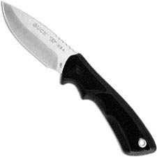 Buck Small BuckLite Max II Knife 0684BKS - Drop Point Fixed Blade - Black Rubber Handle - Made in USA