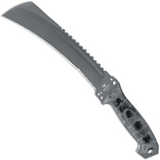 Buck Talon Knife 0808BKX - Part Serrated - Sniper Grey 5160 - Sawback American Tanto Fixed Blade - Black G10 - Made in USA