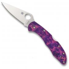 Spyderco Delica 4 Knife Flat Ground VG10 with Pink and Purple Zome FRN Limited Run