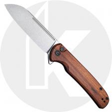 CIVIVI Chevalier C20022-3 - Stonewash 14C28N - Cuibourtia Wood - Button Lock Flipper Folder