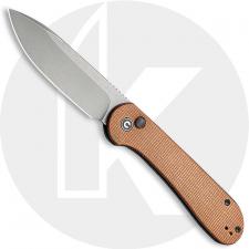 CIVIVI Button Lock Elementum C2103D - Gray Stonewash 14C28N - Brown Micarta - Manual Action - Button Lock Folder