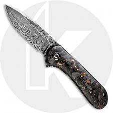 CIVIVI Elementum C907C-DS3 - Black Damascus Drop Point - Shredded CF / Copper Shred - Liner Lock Flipper Folder