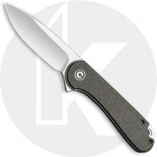 CIVIVI Elementum Knife C907T - Satin D2 Drop Point - Dark Green Micarta - Liner Lock Flipper Folder