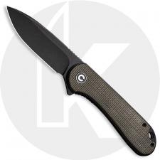 CIVIVI Elementum Knife C907Z - Black Stonewash D2 Drop Point - Dark Green Micarta - Liner Lock Flipper Folder