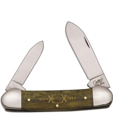 Case Canoe Knife 12254 - 125th Anniversary - Smooth Olive Green Bone - 62131SS - Discontinued - BNIB