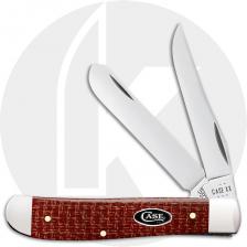 Case Mini Trapper 12271 Knife - Dark Red Burlap Micarta - 10207CS