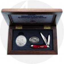 Case 2001 Silver Eagle Commerative Set - 6220SSM Peanut - Jigged Dark Red Bone - Discontinued - BNIB