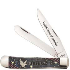 Case 16300 U.S. Veteran Trapper Knife Gift Set Embellished Smooth Natural Bone 6254SS