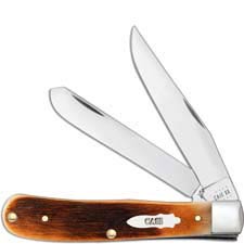 Case Trapper Knife 17890 Sawcut Jig Barehead Amber Bone 6254SS