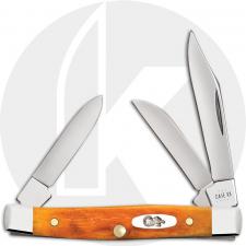 Case Small Stockman 26565 Knife - Peach Seed Jigged Persimmon Orange Bone - 6333SS