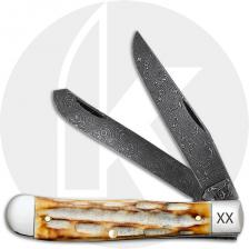 Case Trapper 27230 Knife - Damascus - Deep Canyon Jigged Burnt Natural Bone - 6254DAM