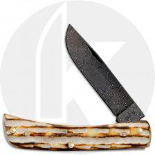 Case Sod Buster Jr 27235 Knife - Damascus - Deep Canyon Jigged Burnt Natural Bone - 6137DAM