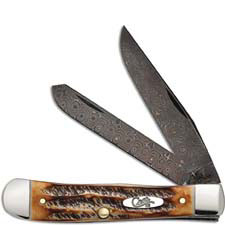 Case Trapper Knife 34800 Limited Damascus Blades BoneStag Handle 6.5254DAM
