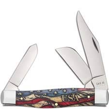 Case Large Stockman Knife 36032 Vintage Flag Embellished Smooth Natural Bone 6375SS